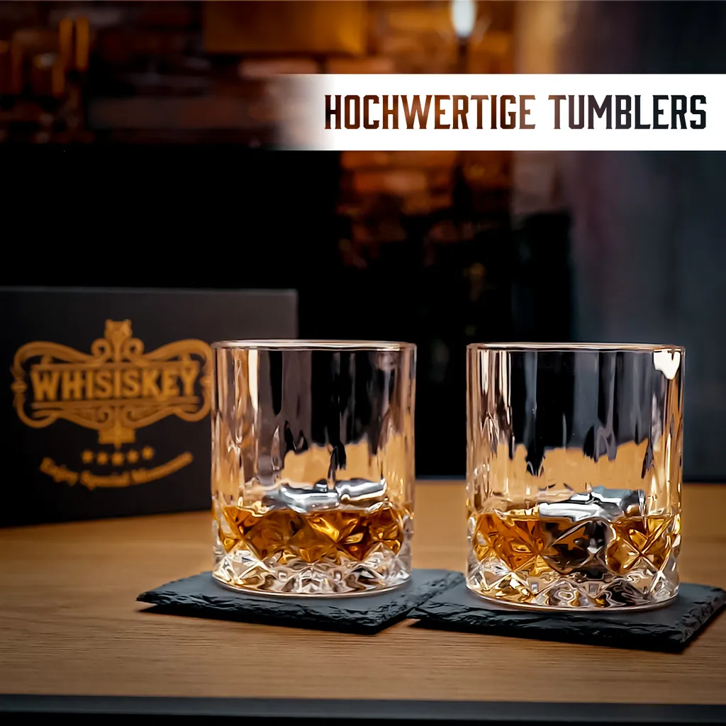 Whisiskey - Whiskygläser Set – 2 Tumbler Gläser (2x 320 Ml) – Whisky Geschenkset - Whisky Zubehör Set - Geschenke Für Männer 3 Whisiskey - Whiskygläser Set – 2 Tumbler Gläser (2x 320 Ml) – Whisky Geschenkset - Whisky Zubehör Set - Geschenke Für Männer – Bild 3