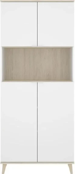 Küchenschrank Mit 4 Türen & 1 Ablage - Weiß & Eichefarben - WAJDI 9 Küchenschrank Mit 4 Türen & 1 Ablage - Weiß & Eichefarben - WAJDI -Küche Produkt Geschäft f106af57665f6c58ff9f27323cc8bf1e