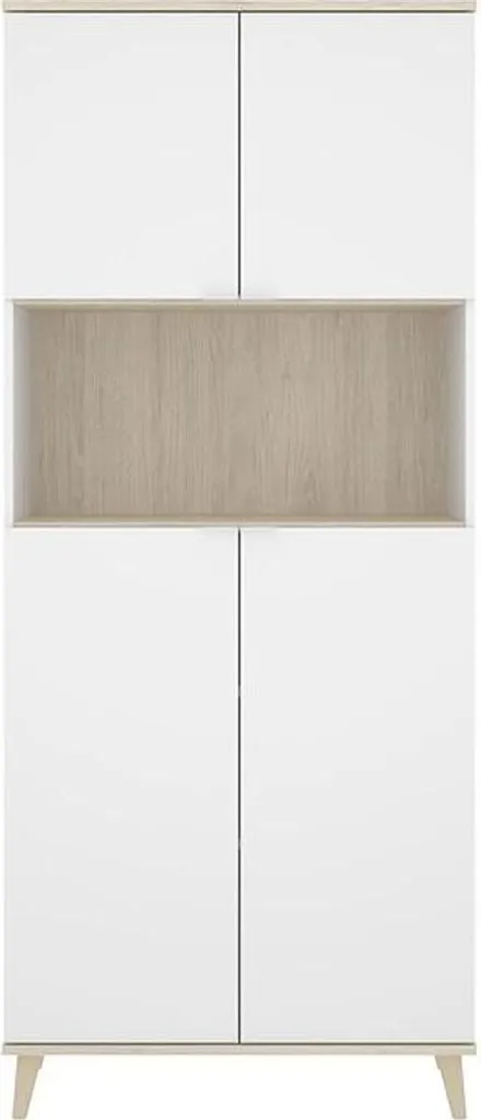 Küchenschrank Mit 4 Türen & 1 Ablage - Weiß & Eichefarben - WAJDI 5 Küchenschrank Mit 4 Türen & 1 Ablage - Weiß & Eichefarben - WAJDI – Bild 5