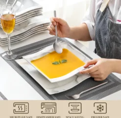 MALACASA, Serie Flora, Marmor Porzellan Tafelservice 24 Teiligen Set Kombiservice Geschirrset Mit 12 Speiseteller Und 12 Suppenteller Für 12 Personen 9 MALACASA, Serie Flora, Marmor Porzellan Tafelservice 24 Teiligen Set Kombiservice Geschirrset Mit 12 Speiseteller Und 12 Suppenteller Für 12 Personen -Küche Produkt Geschäft f24680c375189f3132dfac133007cb0a