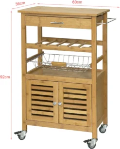 SoBuy® Servierwagen,Küchenwagen Mit Korb Und Flaschenablage,Bambus, FKW53-N -Küche Produkt Geschäft f24f6b21981e6284bac2003d97a259ba