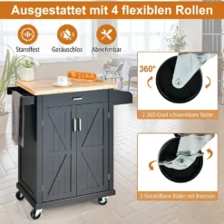 COSTWAY Küchenwagen Auf Rollen, Servierwagen Mit Arbeitsplatte & Handtuchhalter & Schublade & Gewürzregal, Kücheninsel Holz, Küchenschrank Rollbar, Für Küche, Esszimmer Und Bar (Schwarz) 12 COSTWAY Küchenwagen Auf Rollen, Servierwagen Mit Arbeitsplatte & Handtuchhalter & Schublade & Gewürzregal, Kücheninsel Holz, Küchenschrank Rollbar, Für Küche, Esszimmer Und Bar (Schwarz) -Küche Produkt Geschäft f8d9a5731af6c5ec26623c0a3a2b470c