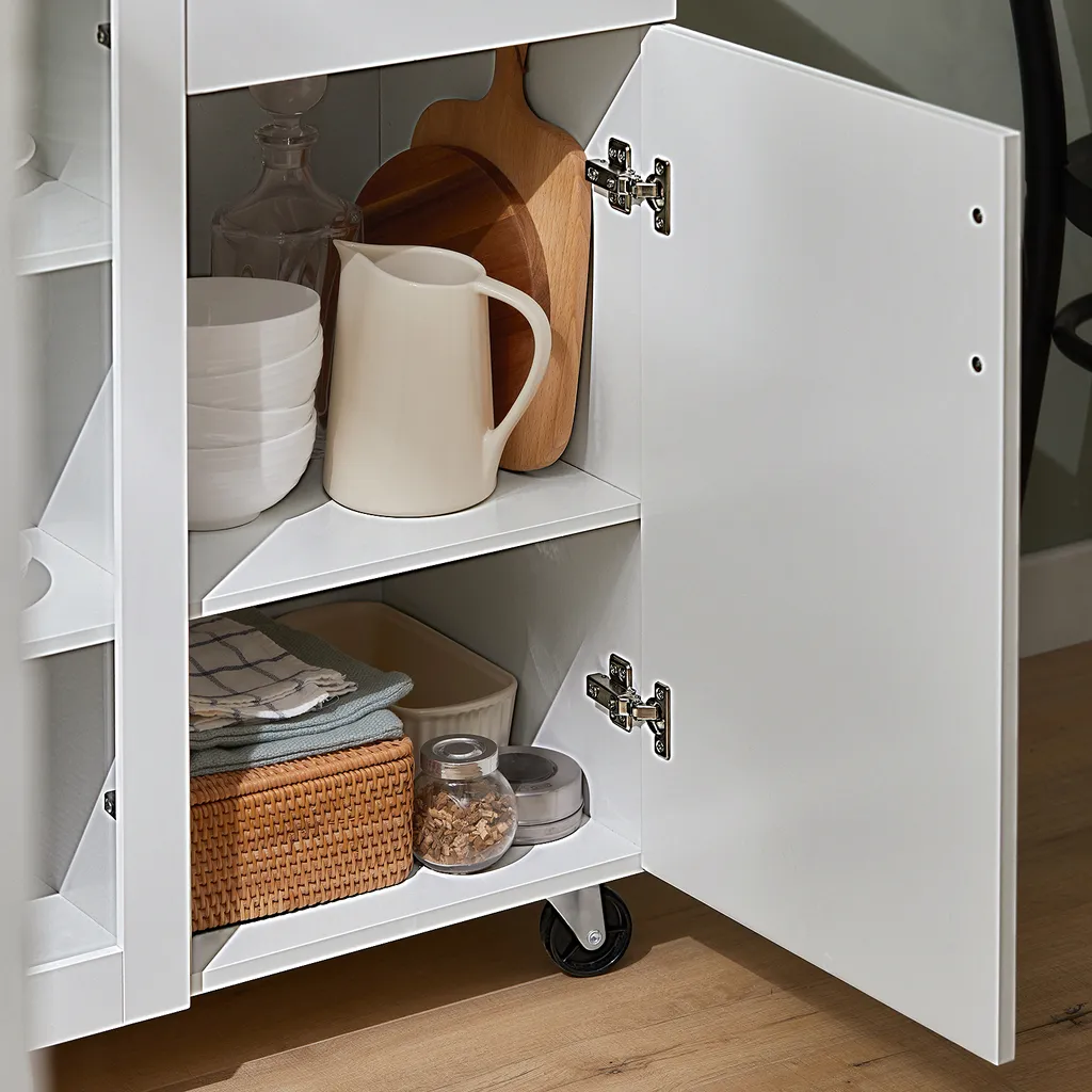 SoBuy FSB57-W Sideboard Auf Rollen Küchenwagen Küchenschrank Rollwagen Aufbewahrungsschrank Küchekommode Küchentrolley Weiß BHT Ca.: 116x86x40cm 7 SoBuy FSB57-W Sideboard Auf Rollen Küchenwagen Küchenschrank Rollwagen Aufbewahrungsschrank Küchekommode Küchentrolley Weiß BHT Ca.: 116x86x40cm – Bild 7