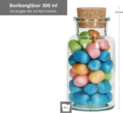 6tlg. Bonbongläserset Korkverschluss 300 Ml Bonboniere Vorratsdose Gewürzglas -Küche Produkt Geschäft fd1da114f1c58aa25de04435c8547e3e