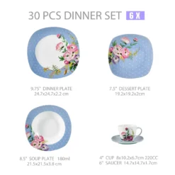 VEWEET 30-teilig Porzellan Tafelservice, Serie 'Hannah', Kombiservice Für 6 Personen, Blau Mit Floral Dekoration -Küche Produkt Geschäft fec2e6d97f4a1dffa6a9ec79ed4a828d