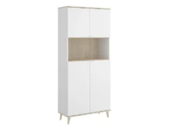 Küchenschrank Mit 4 Türen & 1 Ablage - Weiß & Eichefarben - WAJDI