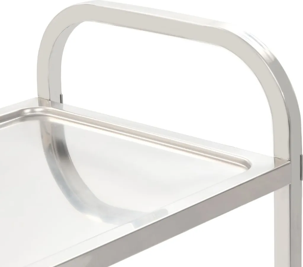 VidaXL 3-Stufiger Servierwagen 95x45x83,5 Cm Edelstahl 4 VidaXL 3-Stufiger Servierwagen 95x45x83,5 Cm Edelstahl – Bild 4